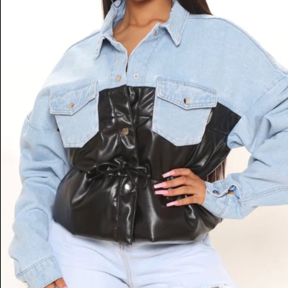 Fashion Nova Blue Jean Black Puffer Jacket - Picture 4 of 17